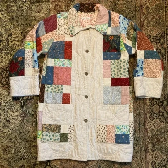 Handmade Patchwork Quilt Coat — Chore, Trench, Winter Jacket - Picture 2 of 13
